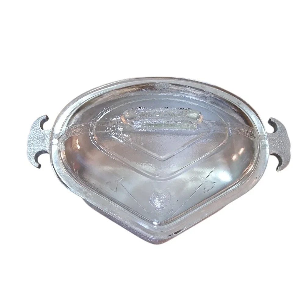 Vtg Guardian Service Hammered Aluminum Triangular Casserole 2.5Qt w/Glass Lid